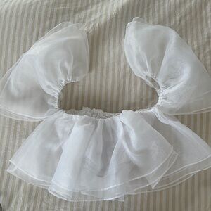 Organza white off the shoulder cropped top